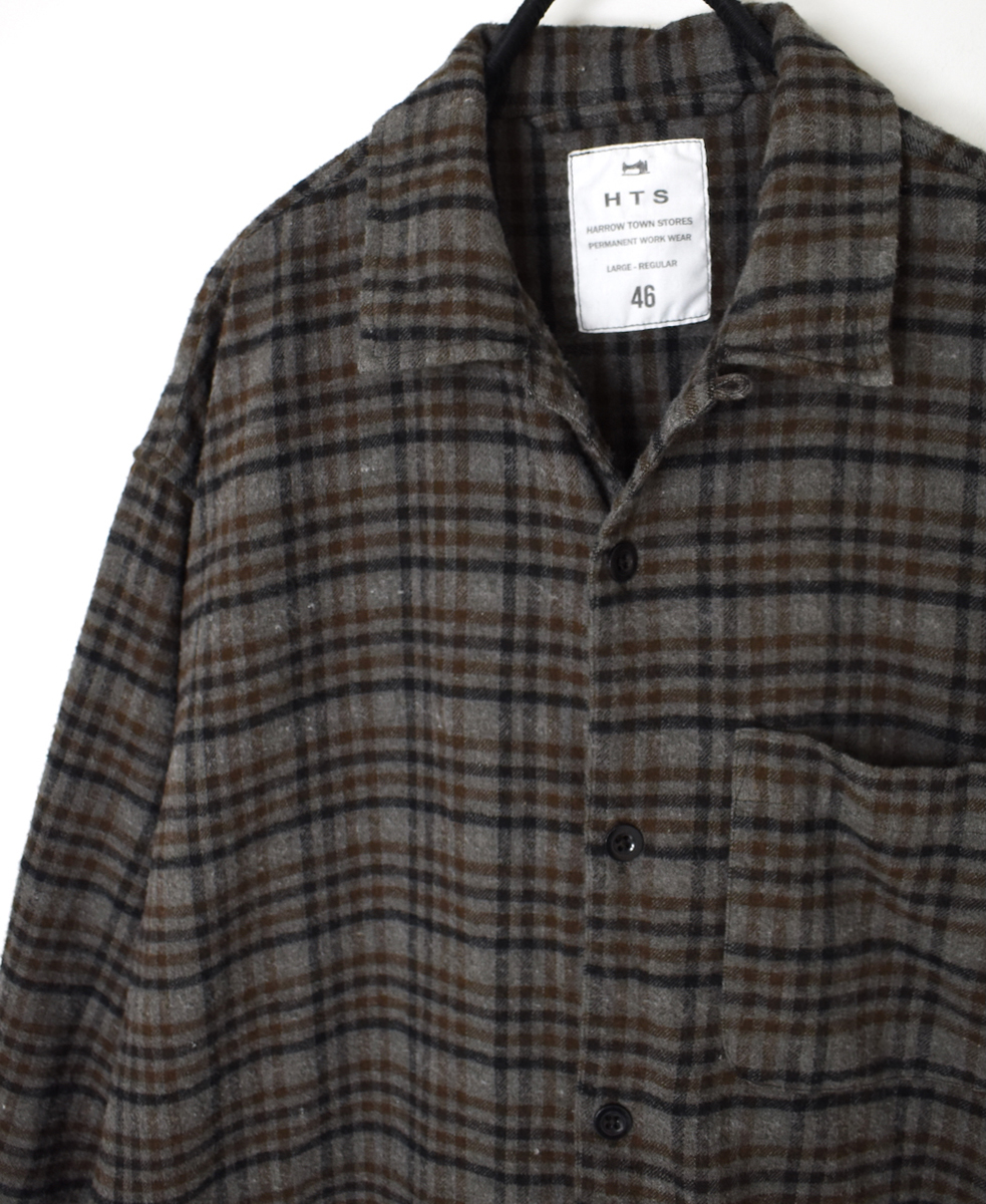 INHT2562CKD(ロングシャツ) COTTON CHECK OVERDYE ONE-UP COLLAR LONG SHIRT