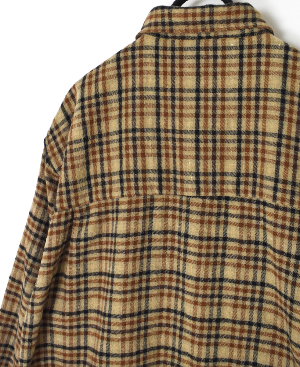 INHT2562CKD(ロングシャツ) COTTON CHECK OVERDYE ONE-UP COLLAR LONG SHIRT