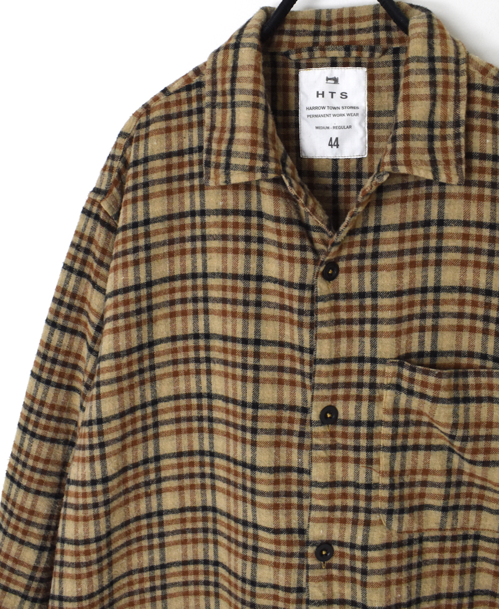 INHT2562CKD(ロングシャツ) COTTON CHECK OVERDYE ONE-UP COLLAR LONG SHIRT