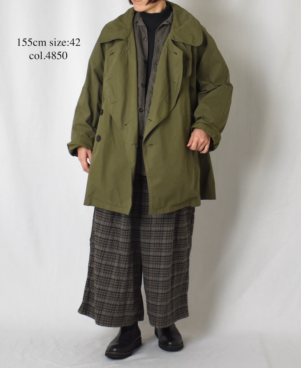 NHT2201HB(コート) MEDIUM WEIGHT PEACH SKIN COTTON DOUBLE OVER SHORT COAT