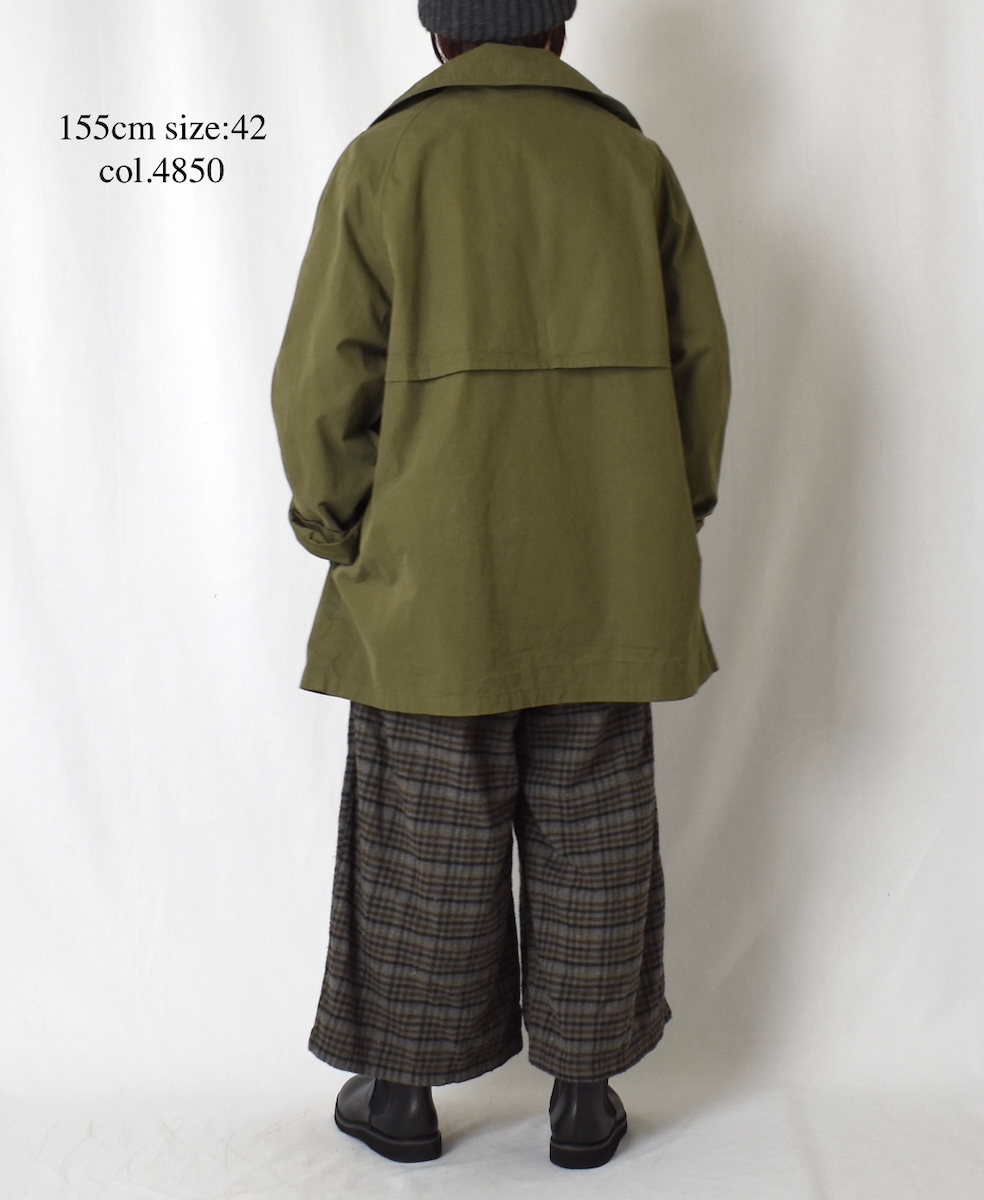 NHT2201HB(コート) MEDIUM WEIGHT PEACH SKIN COTTON DOUBLE OVER SHORT COAT