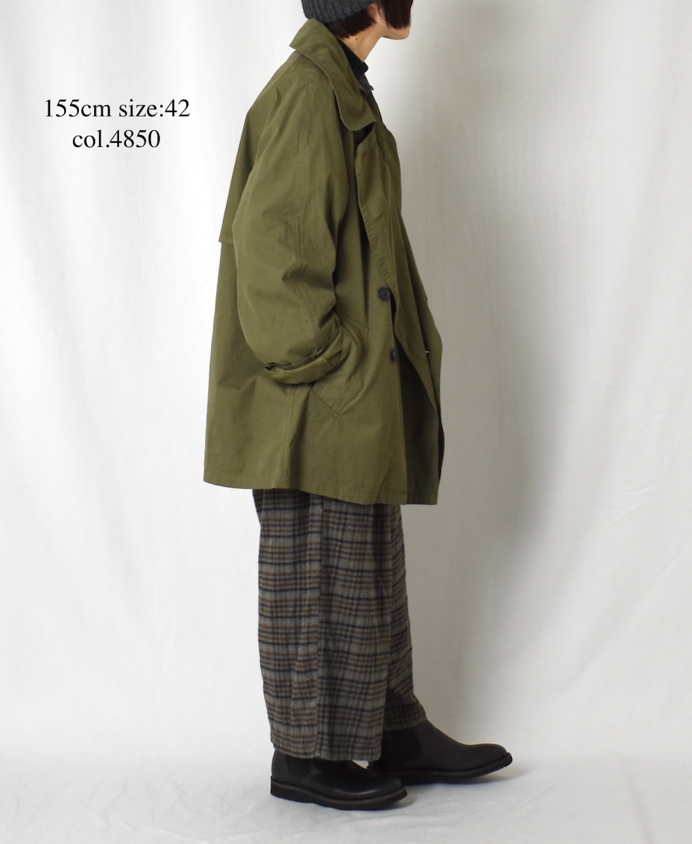 NHT2201HB(コート) MEDIUM WEIGHT PEACH SKIN COTTON DOUBLE OVER SHORT COAT