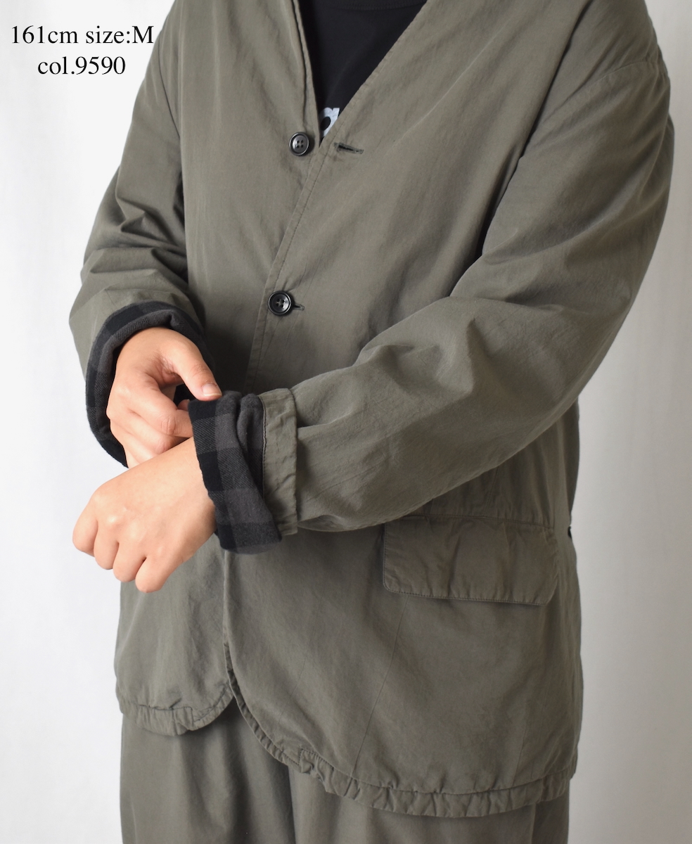 NVL2591D(ジャケット) 40s ORGANIC POPLIN (OVERDYE) SIDE VENTS V-NECK JACKET