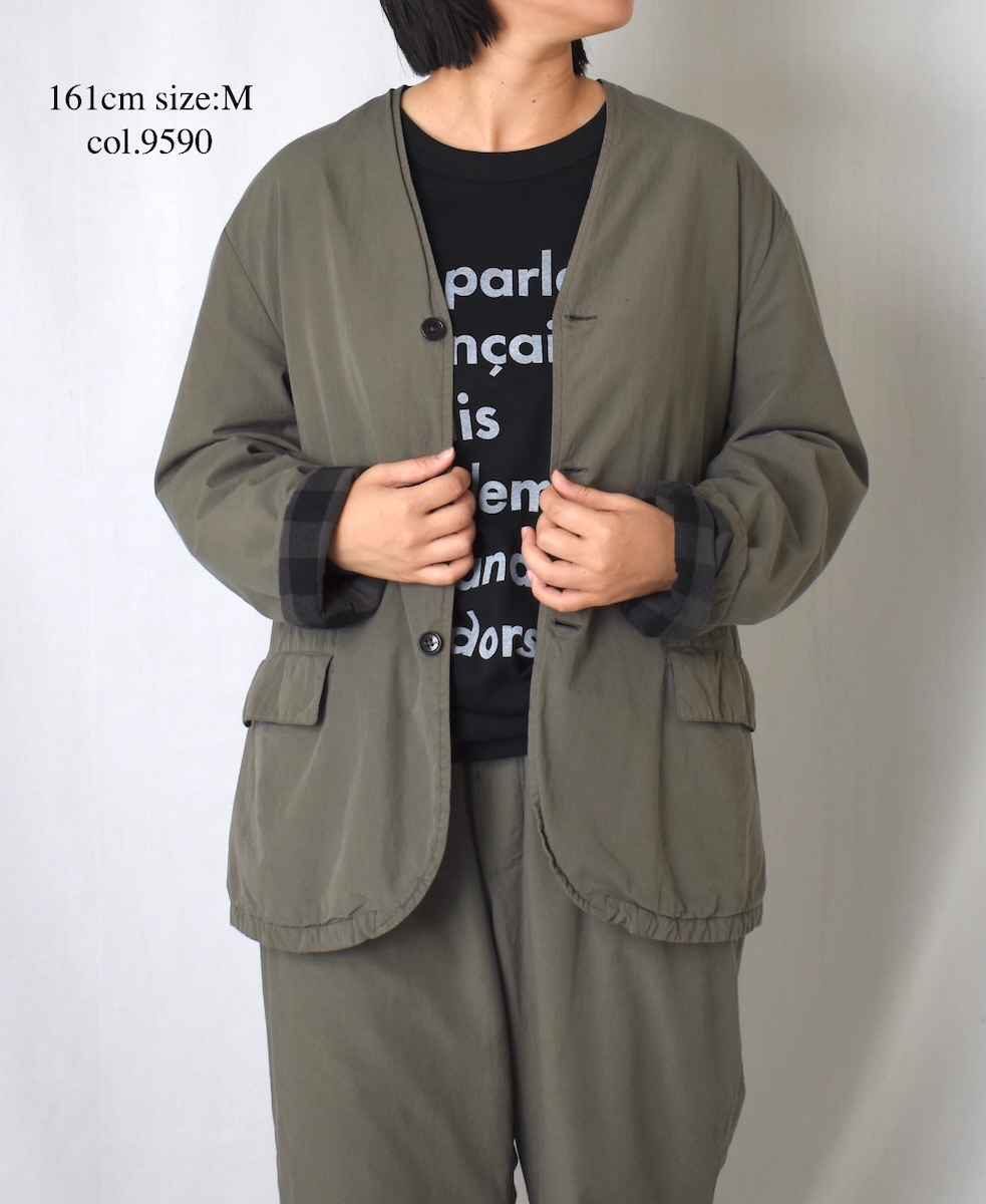 NVL2591D(ジャケット) 40s ORGANIC POPLIN (OVERDYE) SIDE VENTS V-NECK JACKET