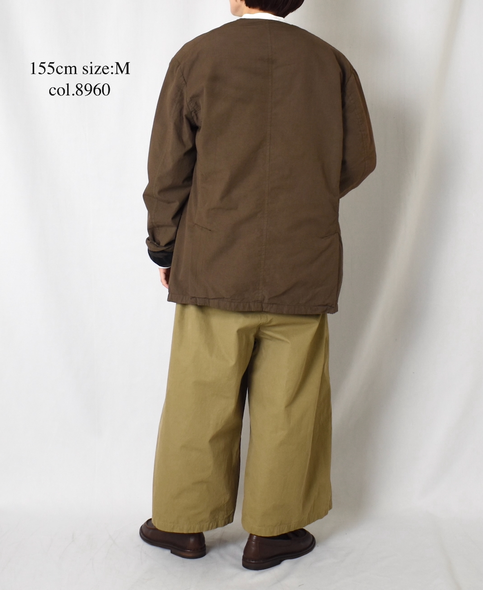 NVL2591D(ジャケット) 40s ORGANIC POPLIN (OVERDYE) SIDE VENTS V-NECK JACKET