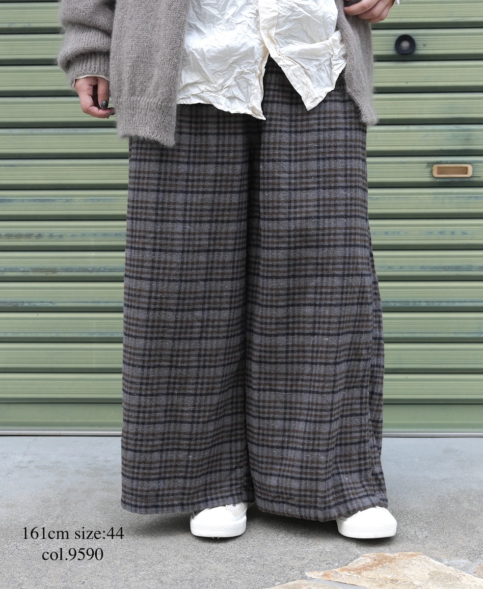 INHT2565CKD(パンツ) COTTON CHECK OVERDYE EASY PANTS