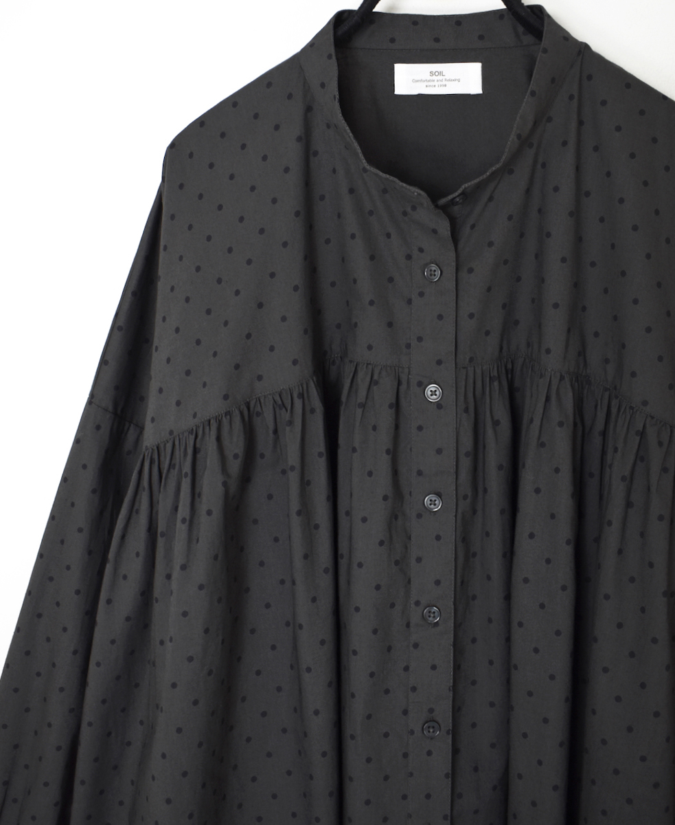 NSL25532(シャツ) 40s POPLIN DOT PRINT BANDED COLLAR SHIRT