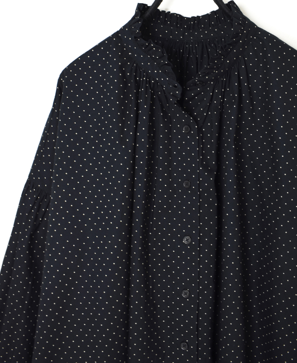NSL25533(シャツ) 40s POPLIN DOT PRINT FRILL COLLAR SHIRT