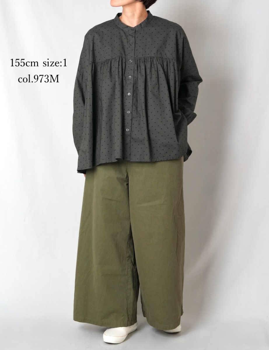 NSL25532(シャツ) 40s POPLIN DOT PRINT BANDED COLLAR SHIRT