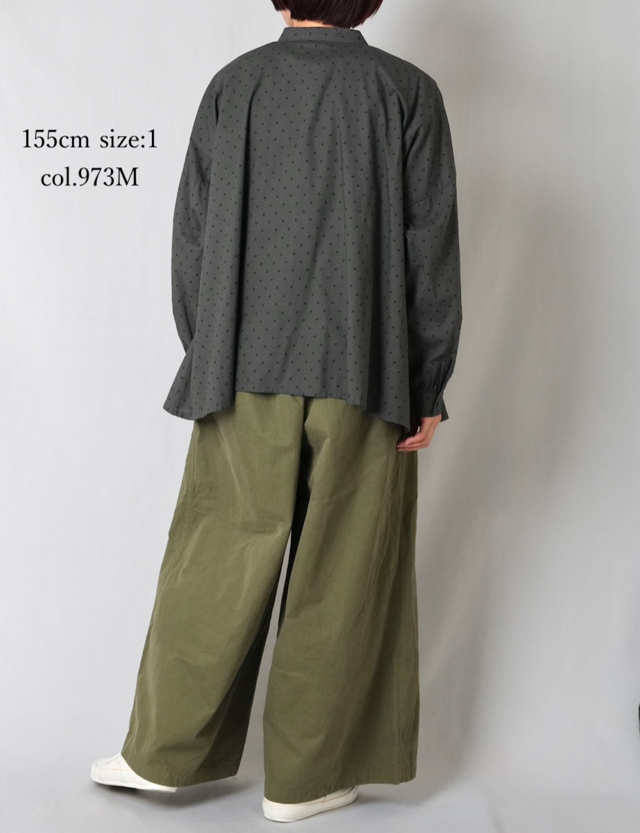 NSL25532(シャツ) 40s POPLIN DOT PRINT BANDED COLLAR SHIRT