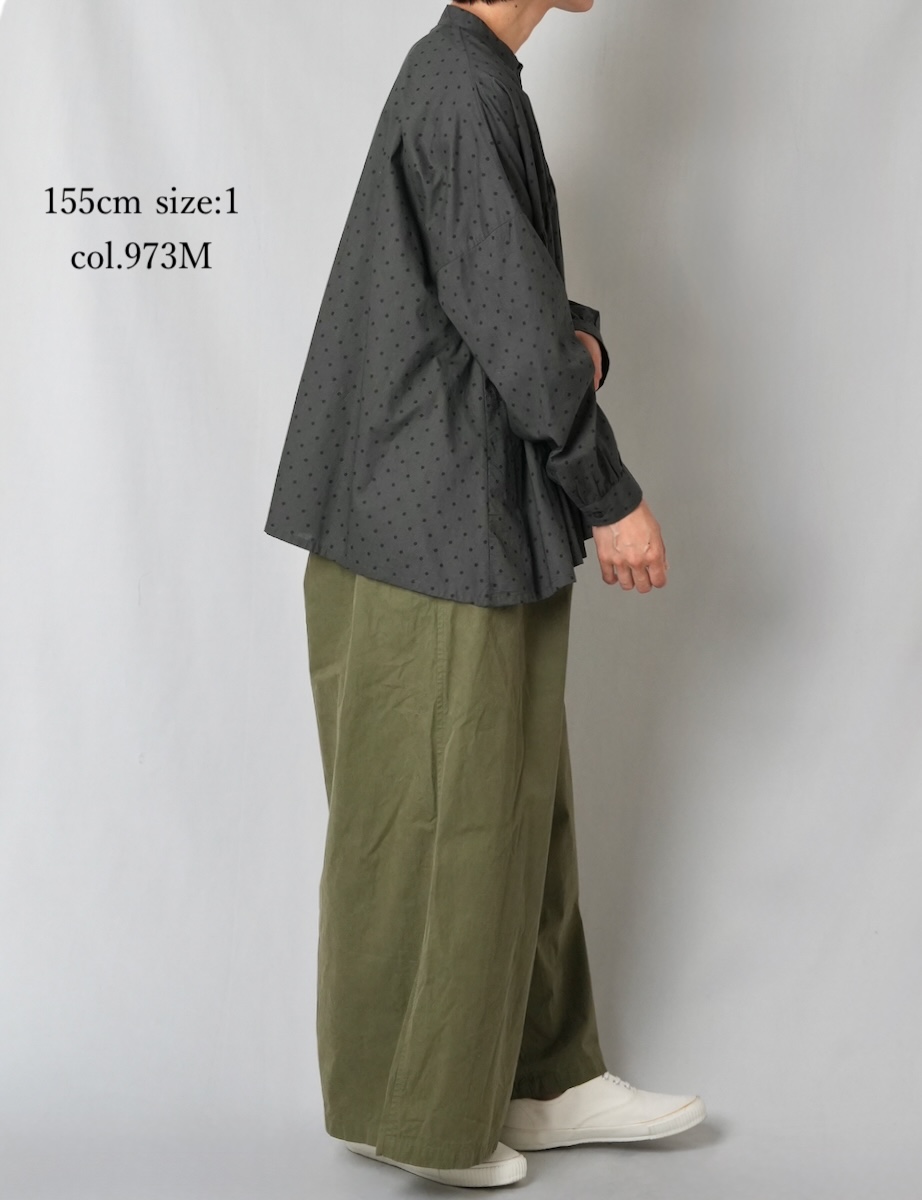 NSL25532(シャツ) 40s POPLIN DOT PRINT BANDED COLLAR SHIRT