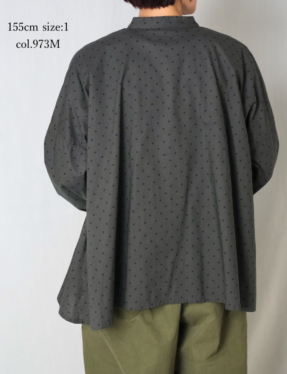 NSL25532(シャツ) 40s POPLIN DOT PRINT BANDED COLLAR SHIRT