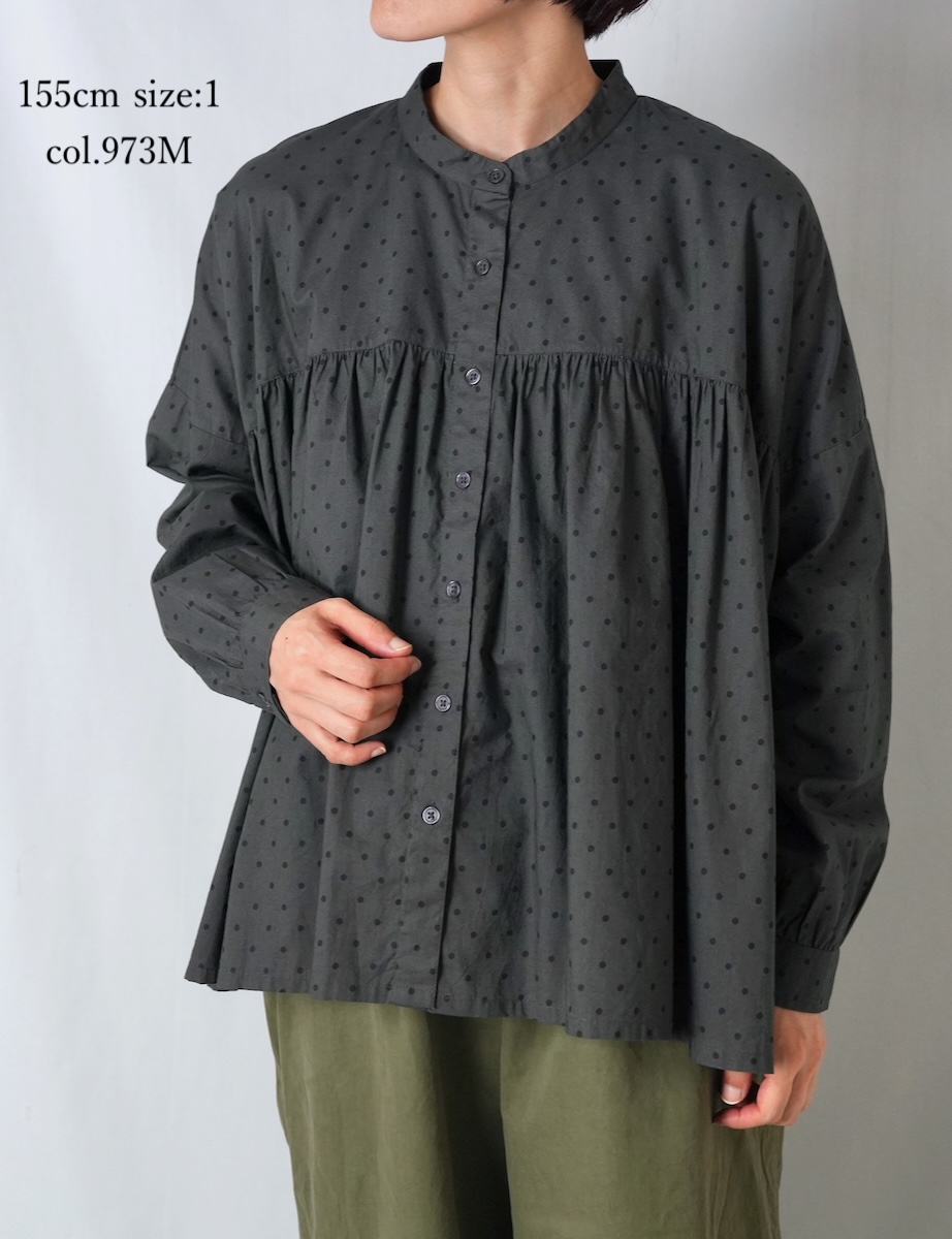 NSL25532(シャツ) 40s POPLIN DOT PRINT BANDED COLLAR SHIRT