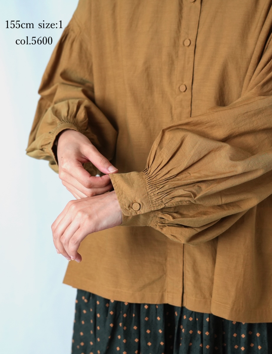 INMDS25741(シャツ) BANGALORE COTTON/SILK PLAIN BANDED COLLAR SHIRT WITH MINI PINTUCK