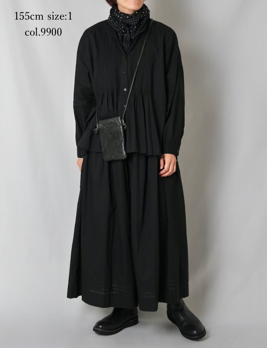NSL25561(シャツ) 60s CAMBRIC PLAIN BANDED COLLAR PINTUCK SHIRT