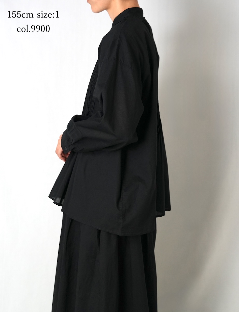 NSL25561(シャツ) 60s CAMBRIC PLAIN BANDED COLLAR PINTUCK SHIRT