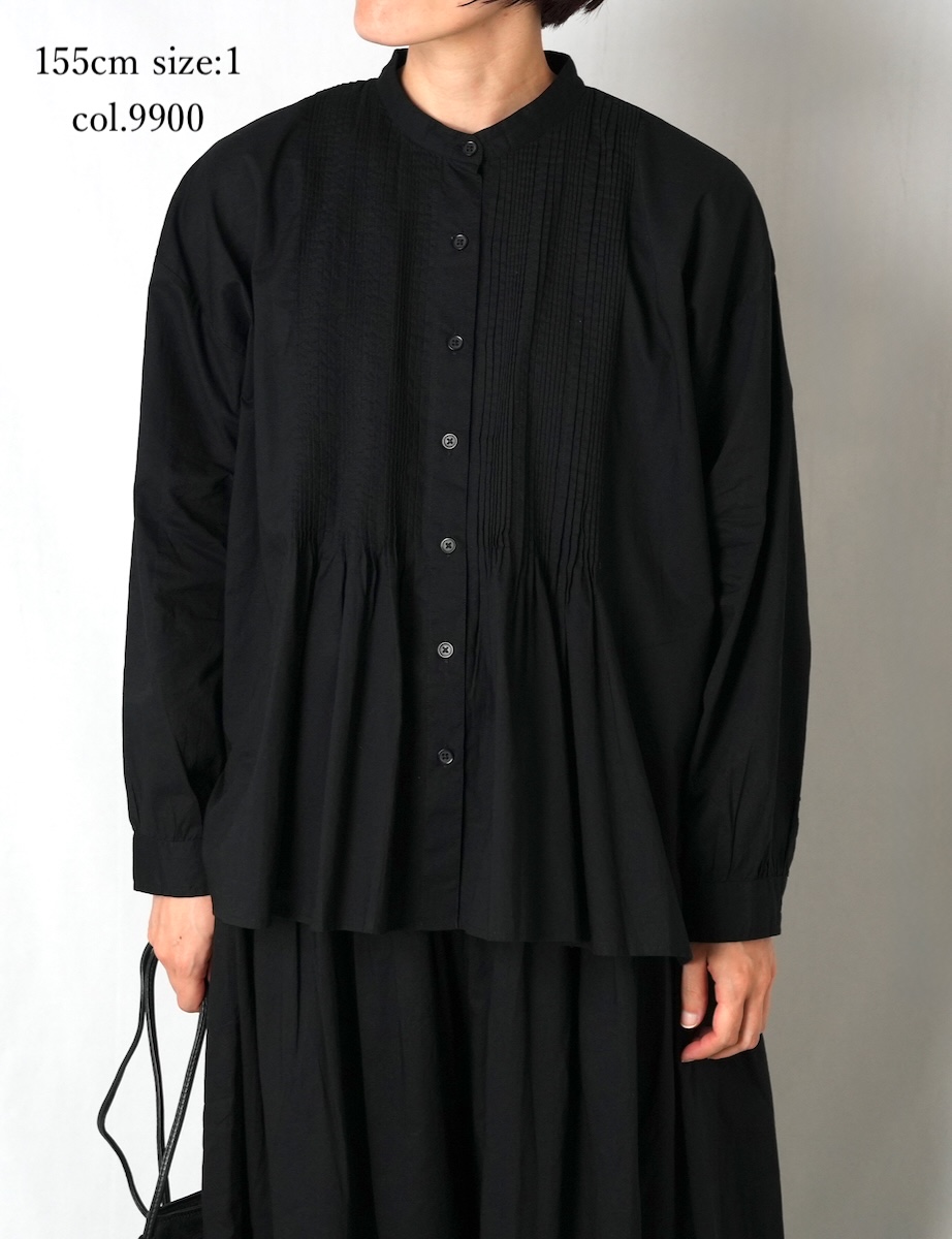 NSL25561(シャツ) 60s CAMBRIC PLAIN BANDED COLLAR PINTUCK SHIRT