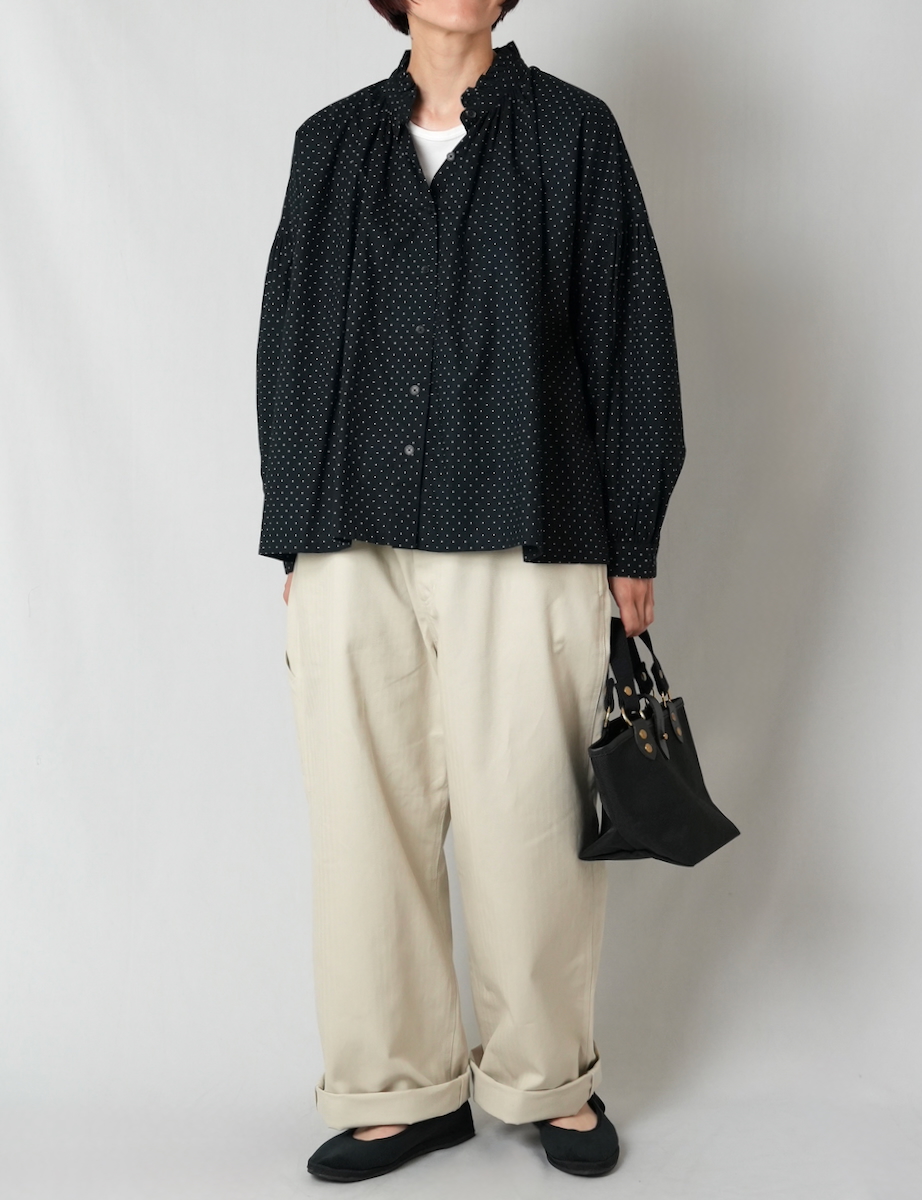 NSL25533(シャツ) 40s POPLIN DOT PRINT FRILL COLLAR SHIRT