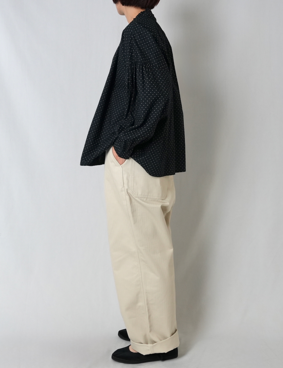 NSL25533(シャツ) 40s POPLIN DOT PRINT FRILL COLLAR SHIRT