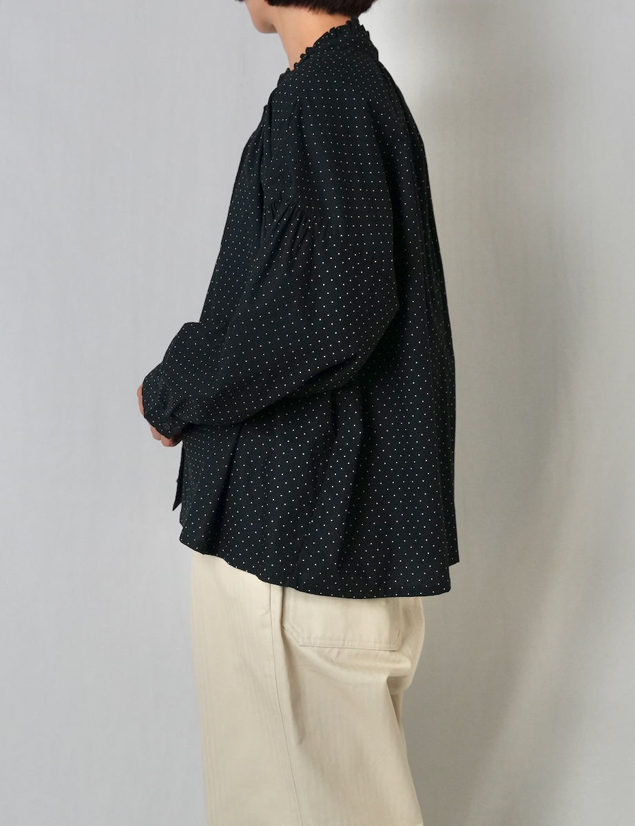 NSL25533(シャツ) 40s POPLIN DOT PRINT FRILL COLLAR SHIRT