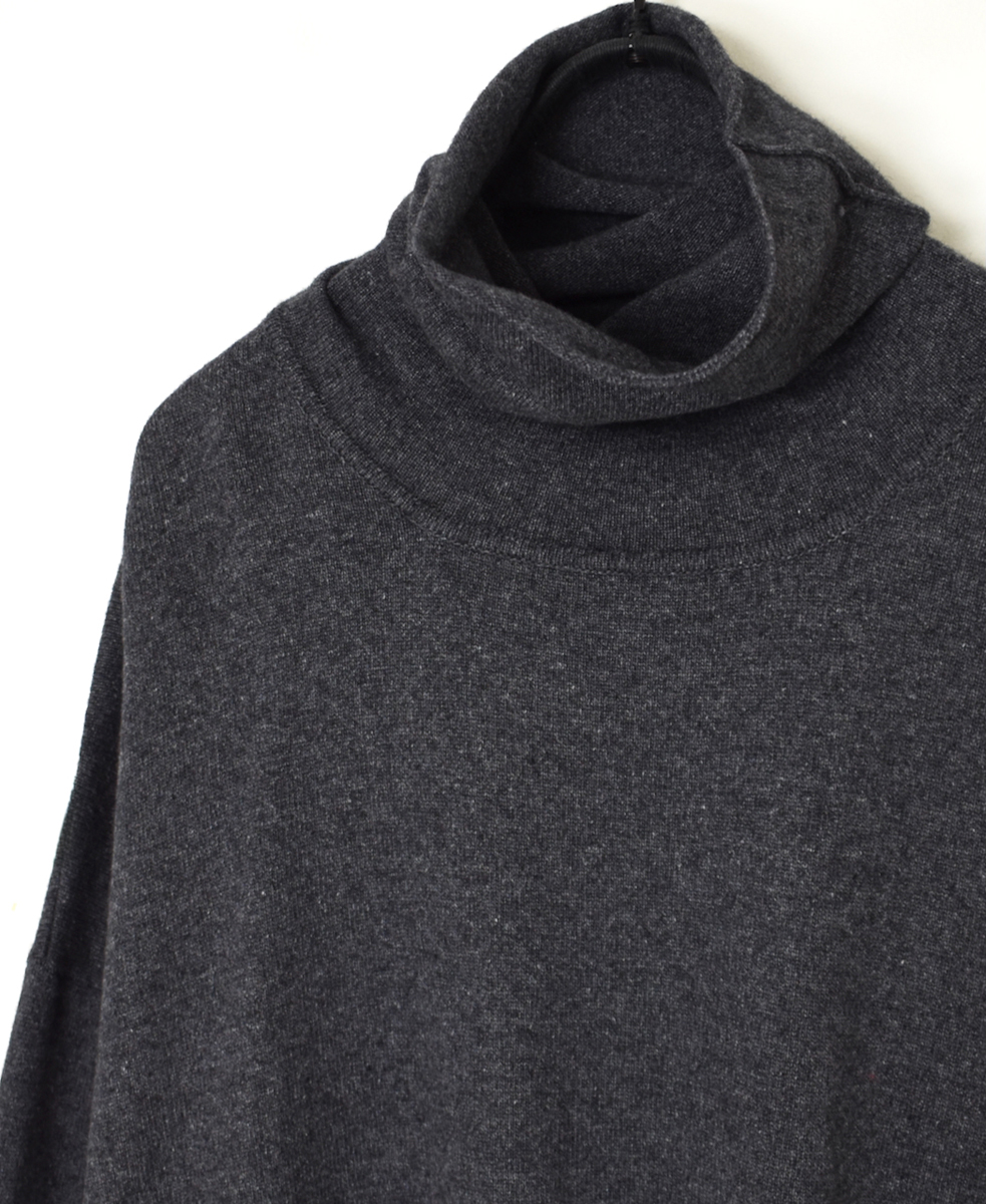 NMDSN2251D(ニット) 12GG PLAIN STITCH DROP SHOULDER POLO NECK WITH SLIT