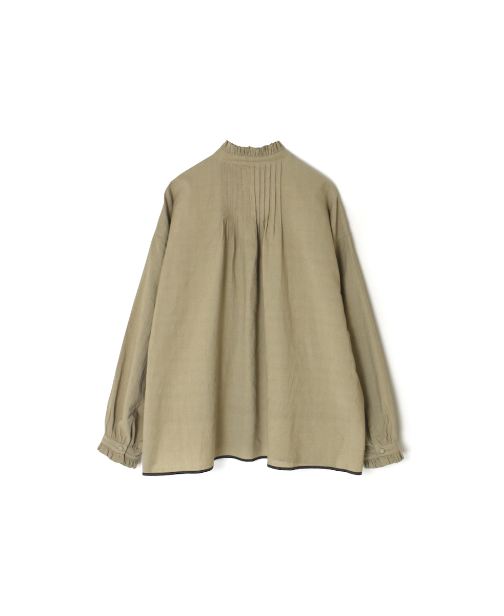 INMDS25721(シャツ) HANDWOVEN HEAVY COTTON PLAIN FRILL COLLAR BACK PINTUCK SHIRT
