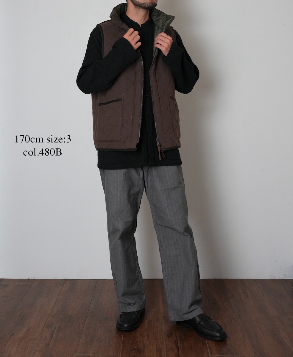 NAM2253 (ベスト) POLYxFLEECE HEAT QUILT HIGH-NECK FULL DOUBLE ZIP-UP REVERSIBLE VEST