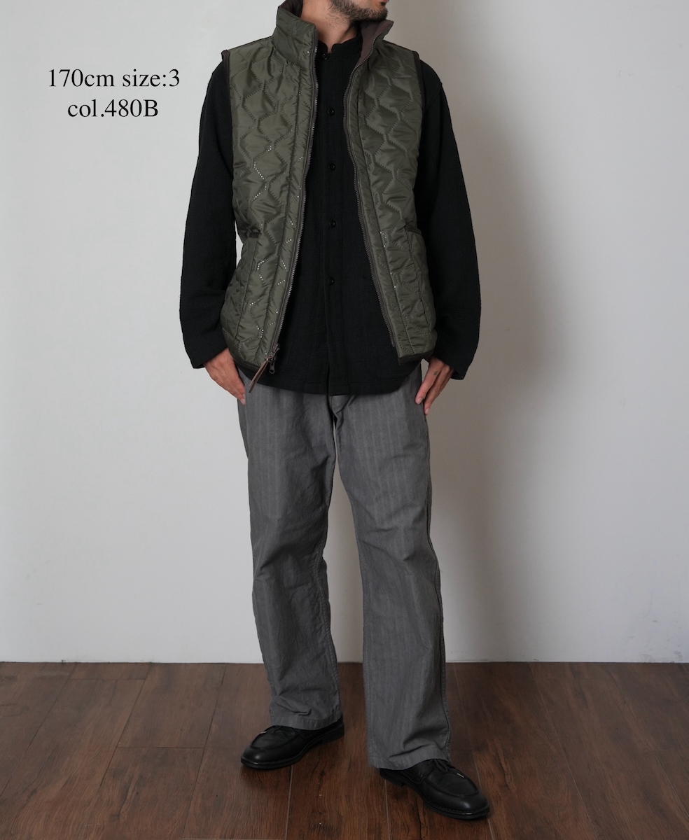 NAM2253 (ベスト) POLYxFLEECE HEAT QUILT HIGH-NECK FULL DOUBLE ZIP-UP REVERSIBLE VEST