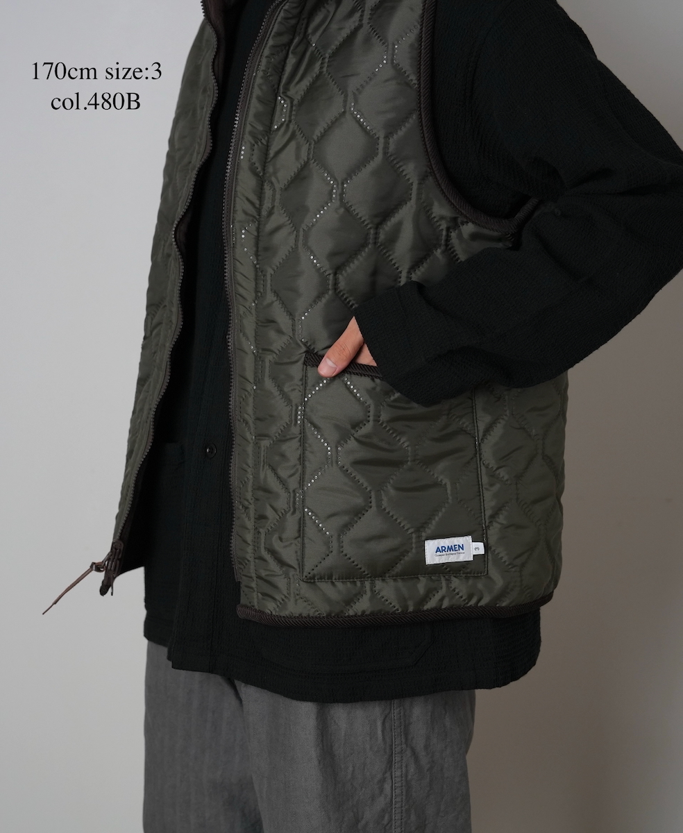 NAM2253 (ベスト) POLYxFLEECE HEAT QUILT HIGH-NECK FULL DOUBLE ZIP-UP REVERSIBLE VEST