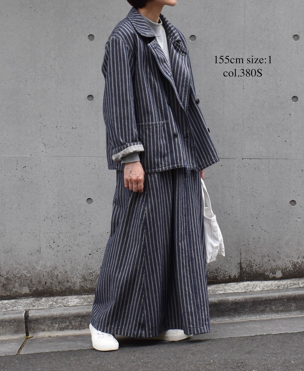 ISNAM2571S(ジャケット) YARN DYED INDIGO 2STRIPE ROUND COLLAR DOUBLE JACKET