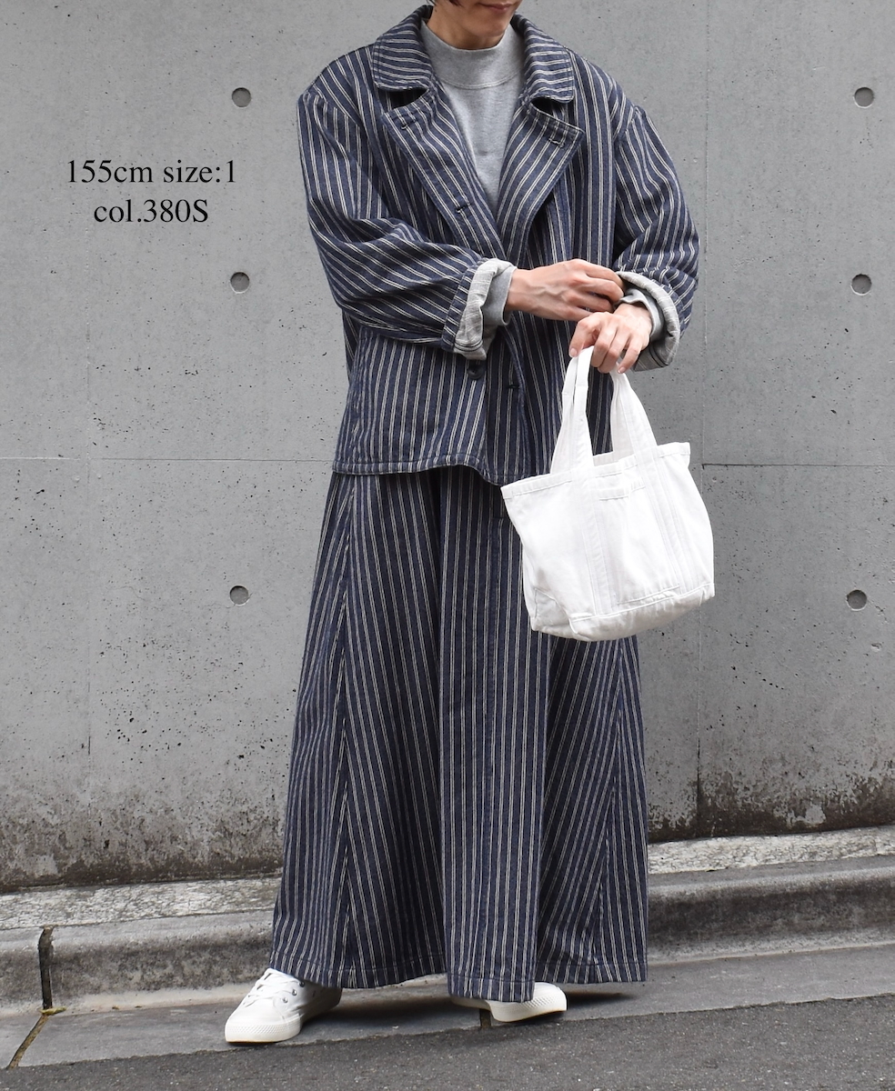 ISNAM2571S(ジャケット) YARN DYED INDIGO 2STRIPE ROUND COLLAR DOUBLE JACKET