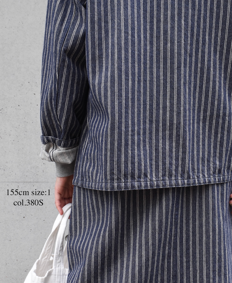 ISNAM2571S(ジャケット) YARN DYED INDIGO 2STRIPE ROUND COLLAR DOUBLE JACKET