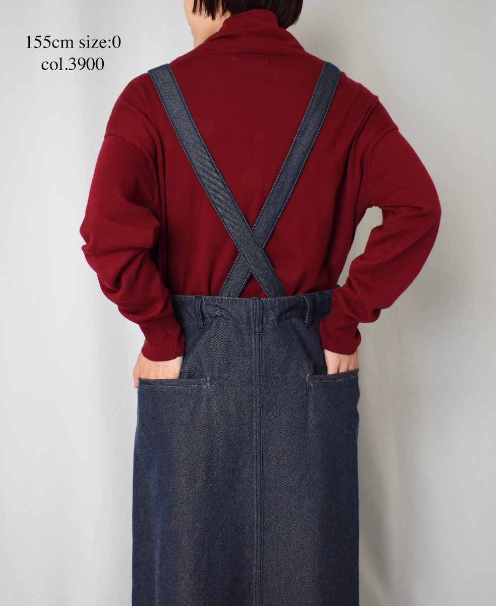 ISNAM2574(スカート) WOOL COTTON TWILL ADJUSTER TACK SKIRT WITH SUSPENDERS