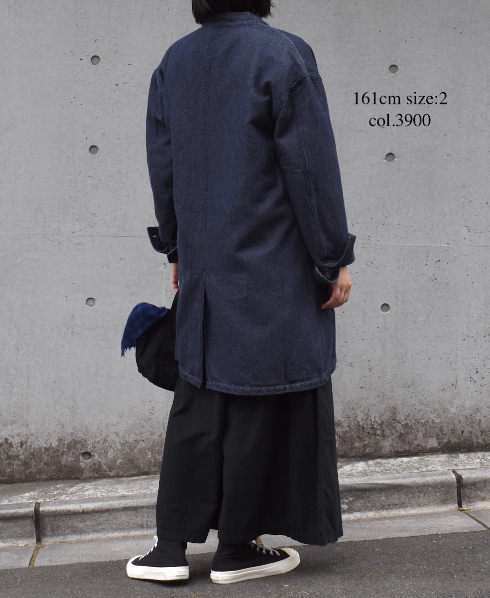 ISNAM2572(ジャケット) COTTON WOOL TWILL BANDED COLLAR LONG JACKET