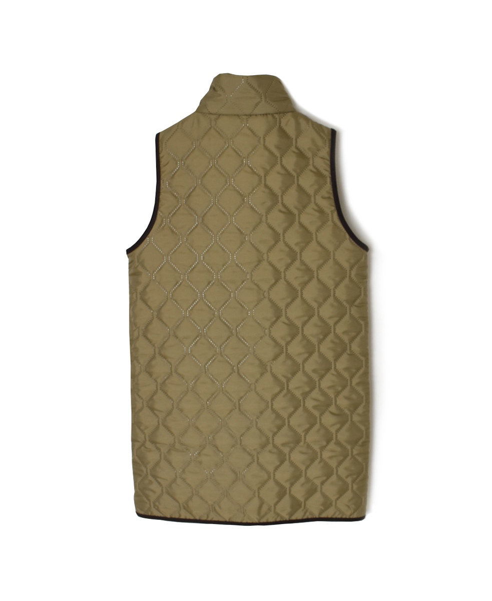 NAM2551(ベスト) PLAIN POLYESTER×FREECE HEAT QUILT HIGH-NECK FULL DOUBLE ZIP-UP REVERSIBLE LONG VEST