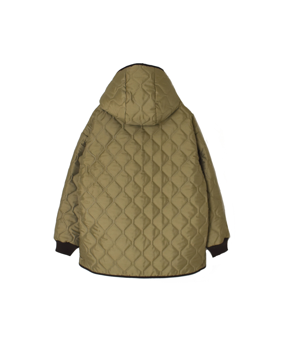 NAM2561PP(ジャケット) PLAIN POLYESTERxPLAIN POLYESTER HEAT QUILT OVERSIZED HOODED JACKET WITH RIBBED CUFF