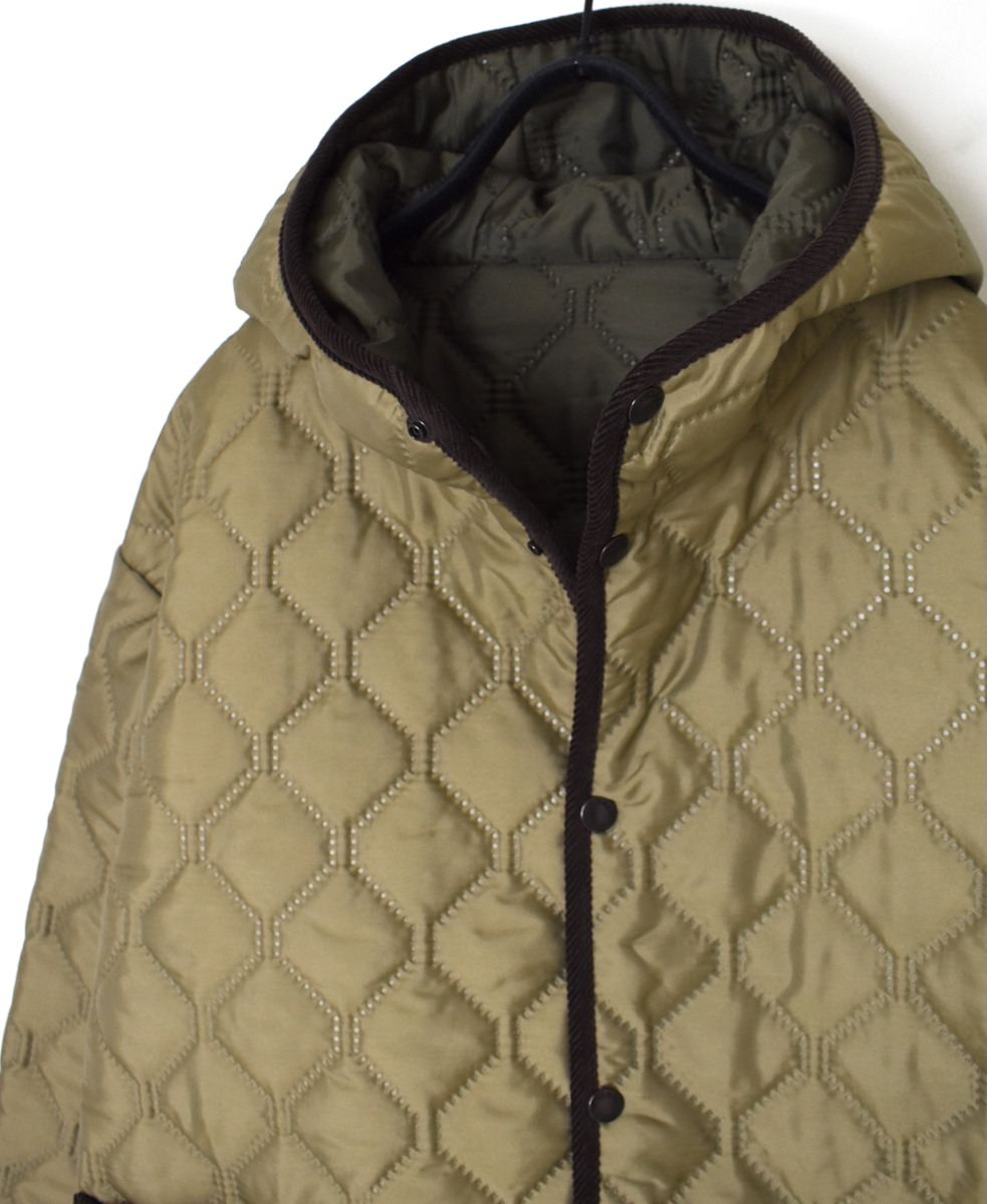 NAM2561PP(ジャケット) PLAIN POLYESTERxPLAIN POLYESTER HEAT QUILT OVERSIZED HOODED JACKET WITH RIBBED CUFF