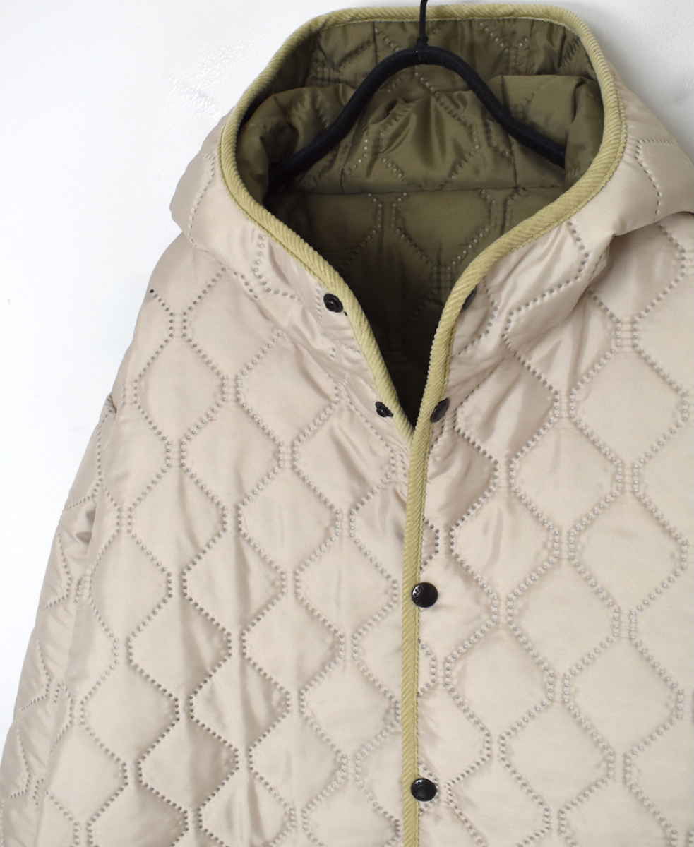 NAM2561PP(ジャケット) PLAIN POLYESTERxPLAIN POLYESTER HEAT QUILT OVERSIZED HOODED JACKET WITH RIBBED CUFF