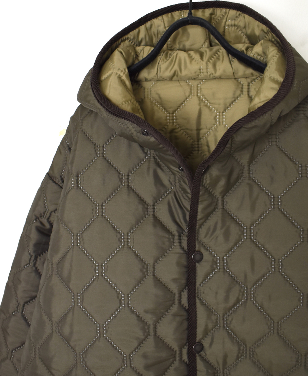 NAM2562PP(コート) PLAIN POLYESTERxPLAIN POLYESTER HEAT QUILT OVERSIZED MID-LENGTH HOODED COAT WITH RIBBED CUFF