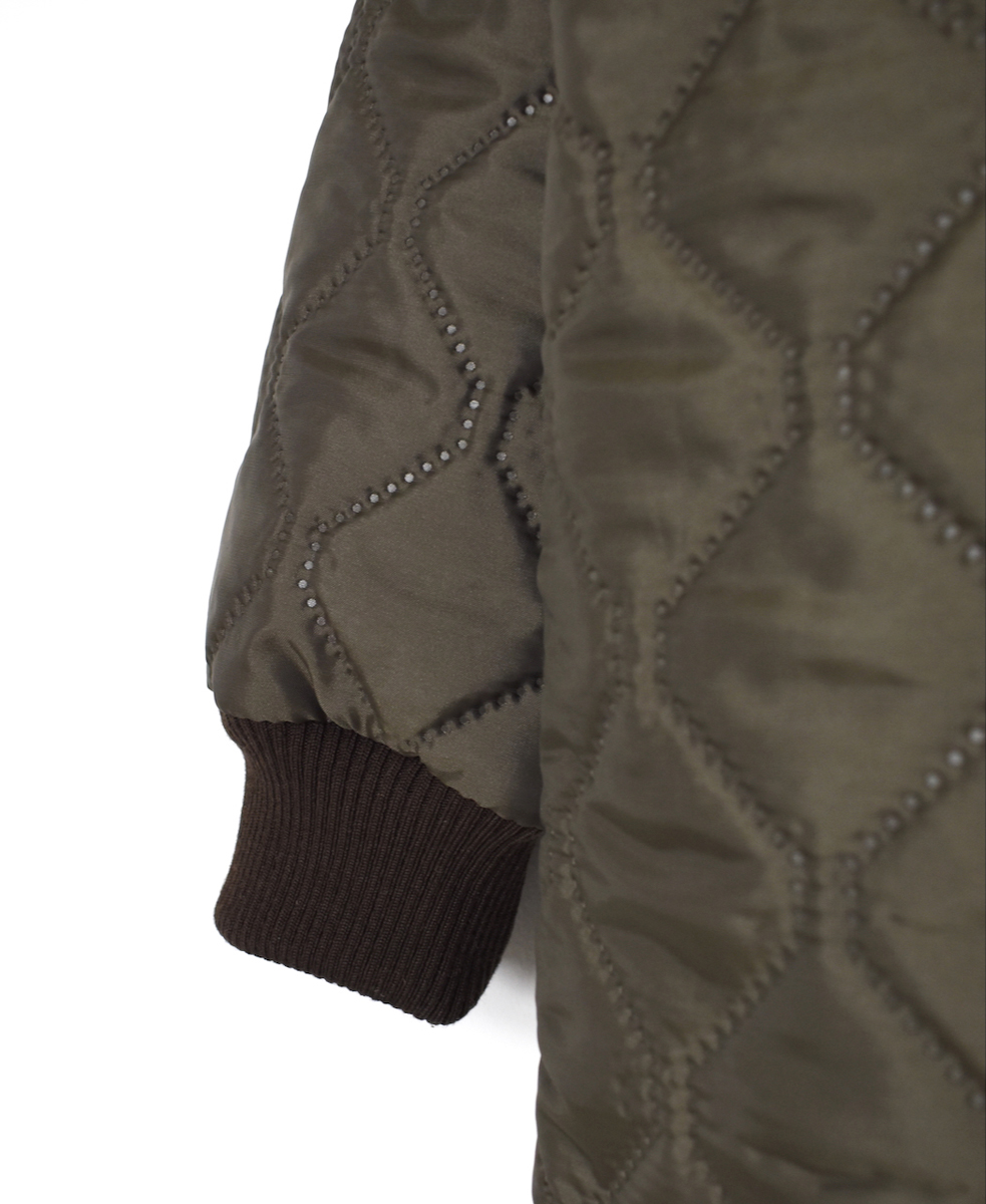 NAM2562PP(コート) PLAIN POLYESTERxPLAIN POLYESTER HEAT QUILT OVERSIZED MID-LENGTH HOODED COAT WITH RIBBED CUFF