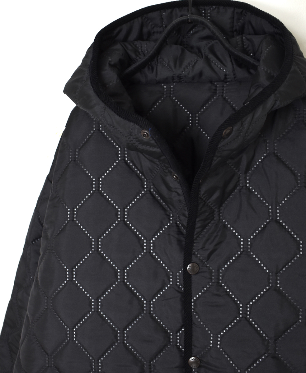 NAM2562PP(コート) PLAIN POLYESTERxPLAIN POLYESTER HEAT QUILT OVERSIZED MID-LENGTH HOODED COAT WITH RIBBED CUFF