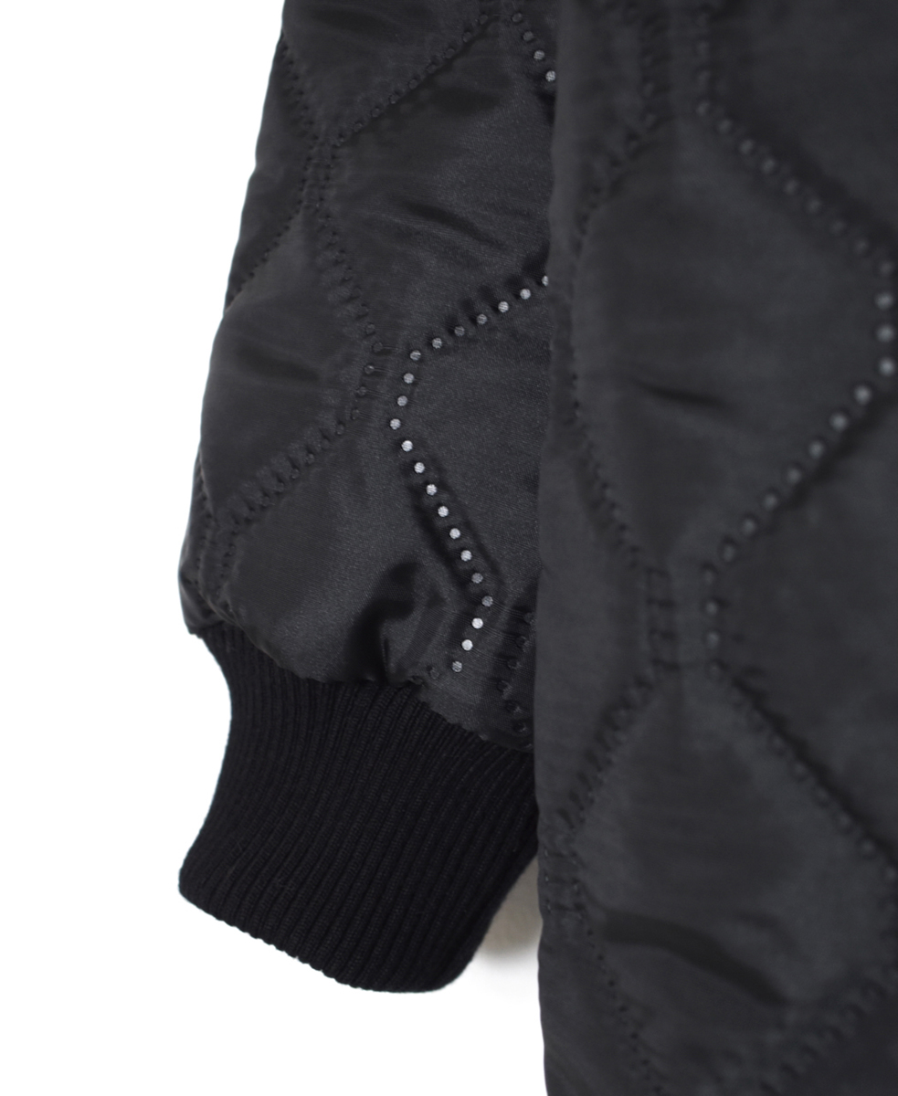 NAM2562PP(コート) PLAIN POLYESTERxPLAIN POLYESTER HEAT QUILT OVERSIZED MID-LENGTH HOODED COAT WITH RIBBED CUFF
