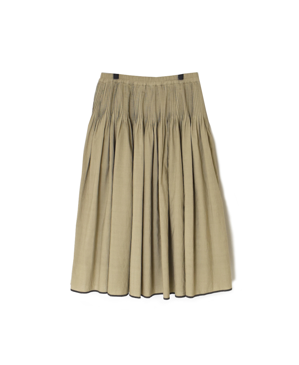 INMDS25725(スカート) HANDWOVEN HEAVY COTTON PLAIN FLARED SKIRT WITH PINTUCK