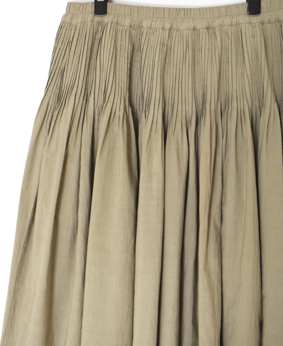 INMDS25725(スカート) HANDWOVEN HEAVY COTTON PLAIN FLARED SKIRT WITH PINTUCK