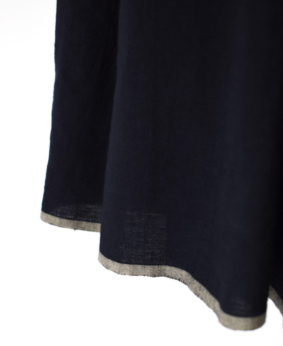 INMDS25725(スカート) HANDWOVEN HEAVY COTTON PLAIN FLARED SKIRT WITH PINTUCK