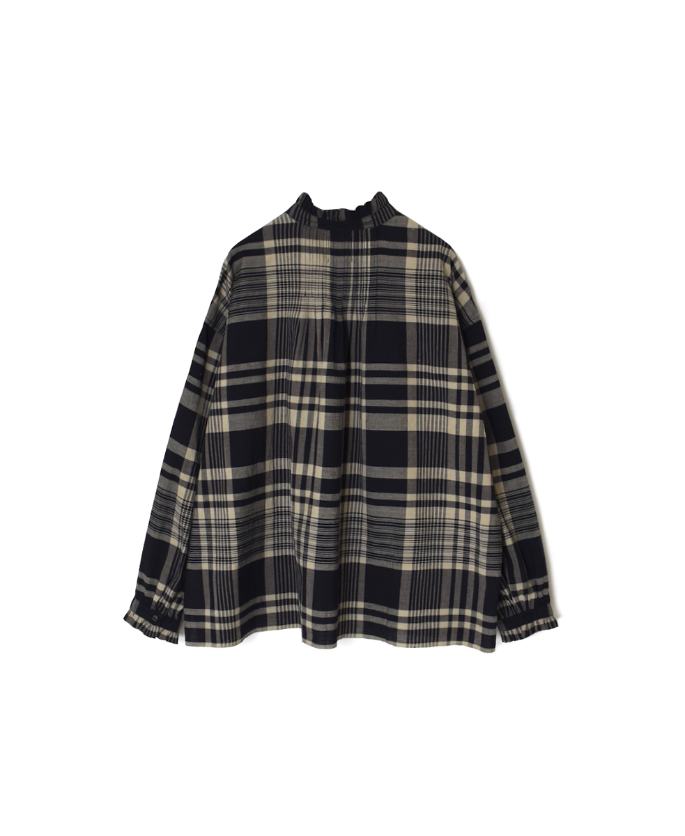 INMDS25731(シャツ) HANDWOVEN HEAVY COTTON CHECK FRILL COLLAR BACK PINTUCK SHIRT