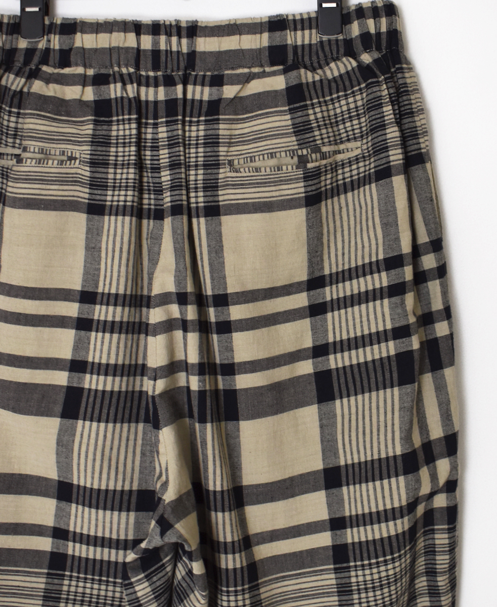 INMDS25735(パンツ) HANDWOVEN HEAVY COTTON CHECK 2TUCK TAPERED EASY PANTS