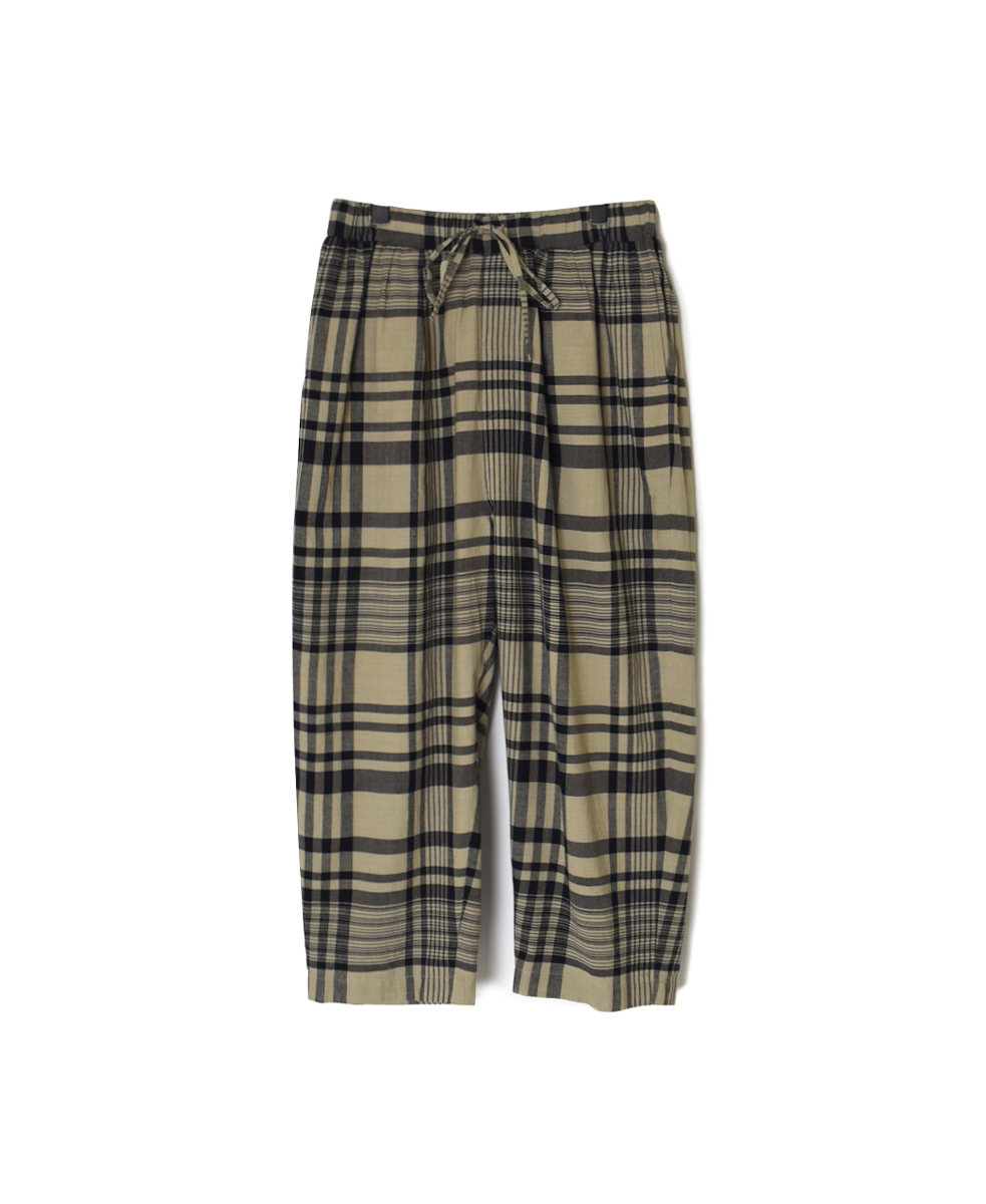 INMDS25735(パンツ) HANDWOVEN HEAVY COTTON CHECK 2TUCK TAPERED EASY PANTS