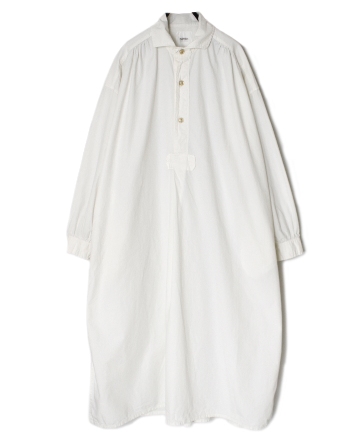 INAM2555PD(ワンピース) 40s POPLIN OVER DYE WORK GATHERED SHIRT DRESS