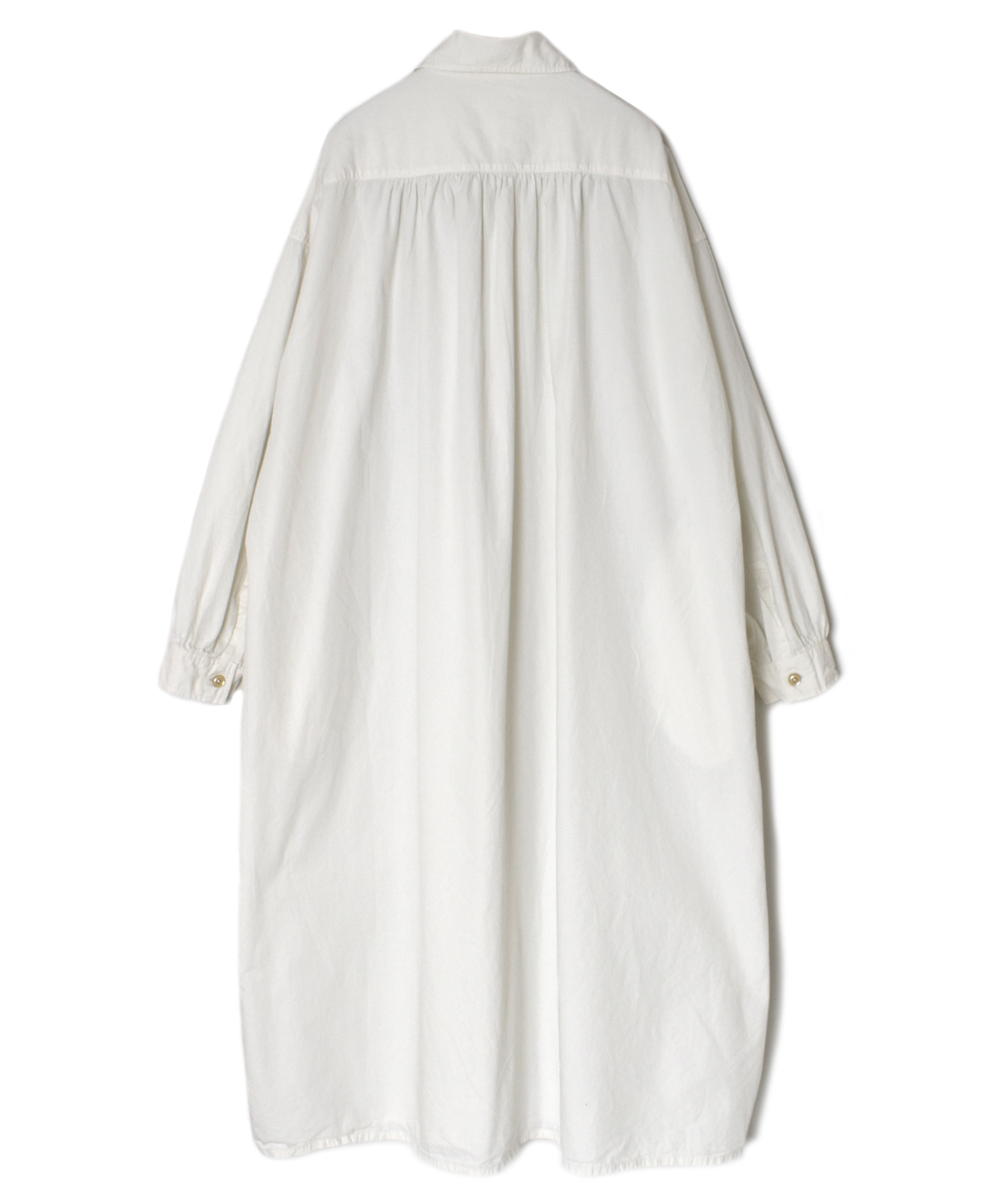 INAM2555PD(ワンピース) 40s POPLIN OVER DYE WORK GATHERED SHIRT DRESS